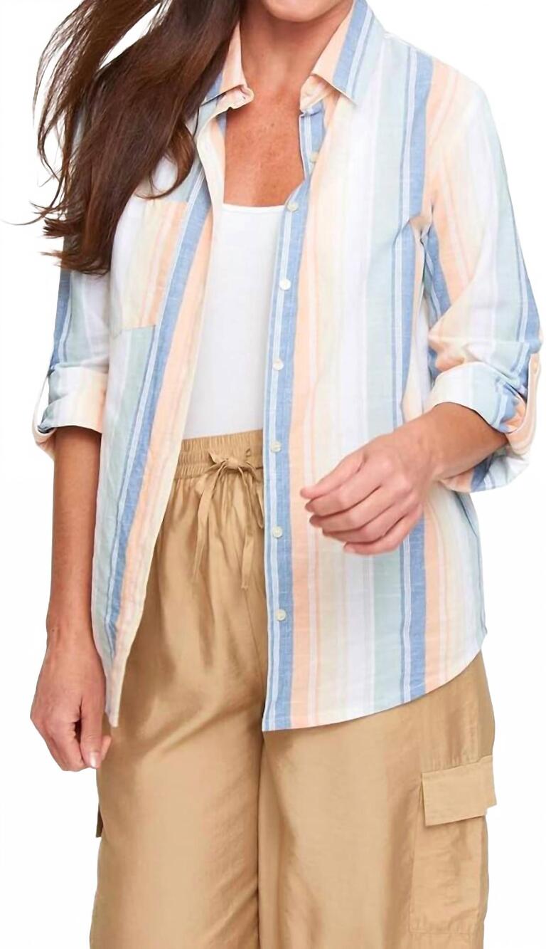 NEW ELSIE & ZOEY wynn striped button up shirt in sunrise stripe